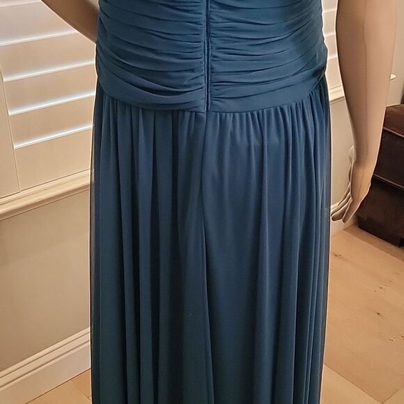 Teal green one shoulder evening gown petite Alex evenings size 12P - Picture 10 of 16